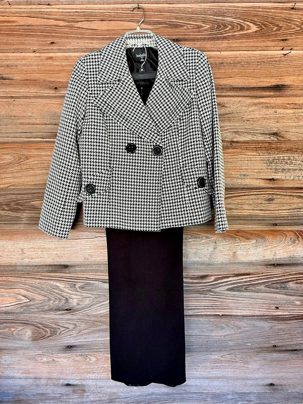 Isabella Houndstooth Blazer in Black & White Size Medium